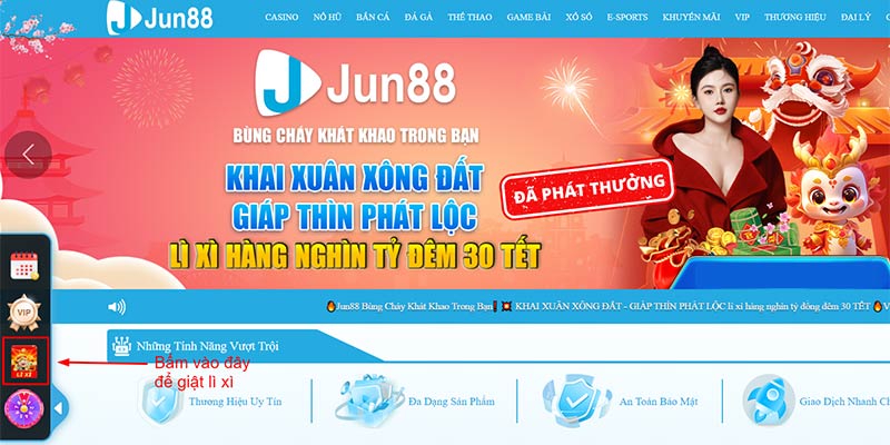 Khuyến mãi Jun88 lì xì